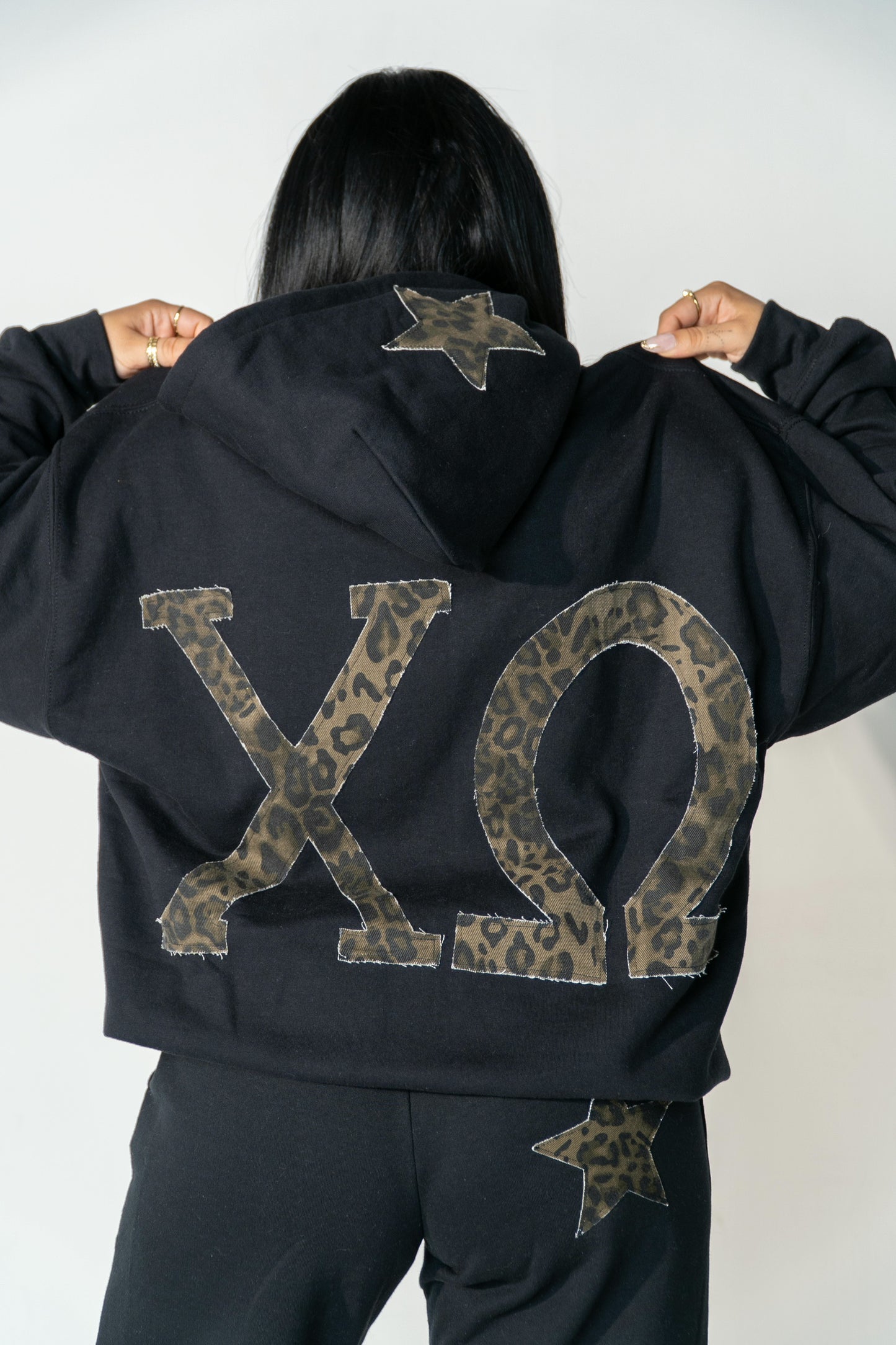 Chi O Black Cheetah Hoodie