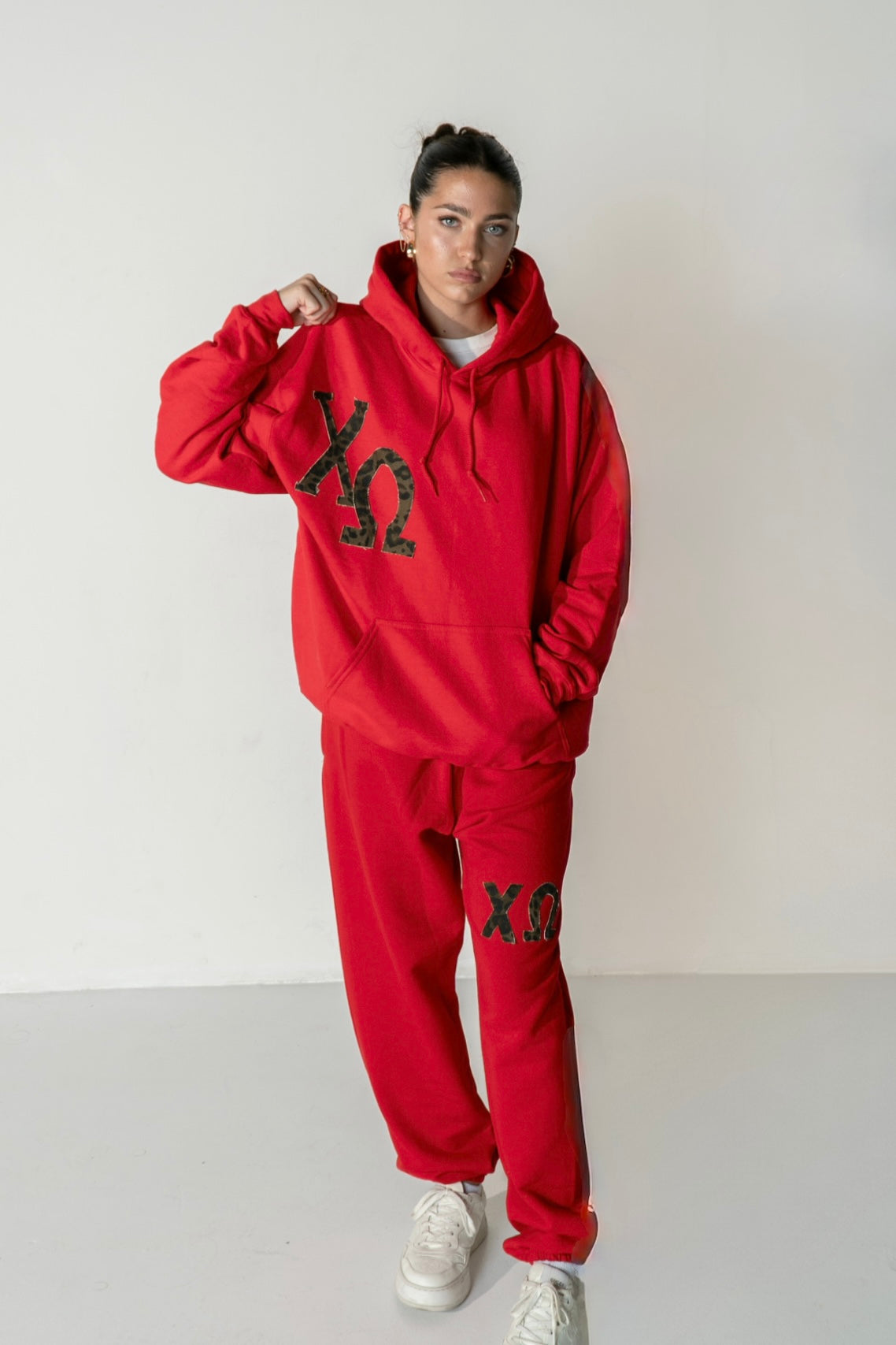 Chi O Red Cheetah Sweatpants (1 of 1)