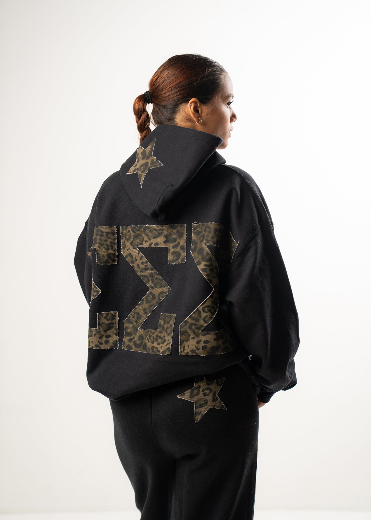 Tri Sigma Black Cheetah Sweatpants