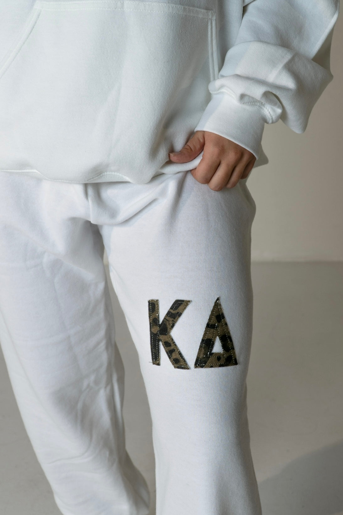 KD White Cheetah Sweatpants (cuffed)