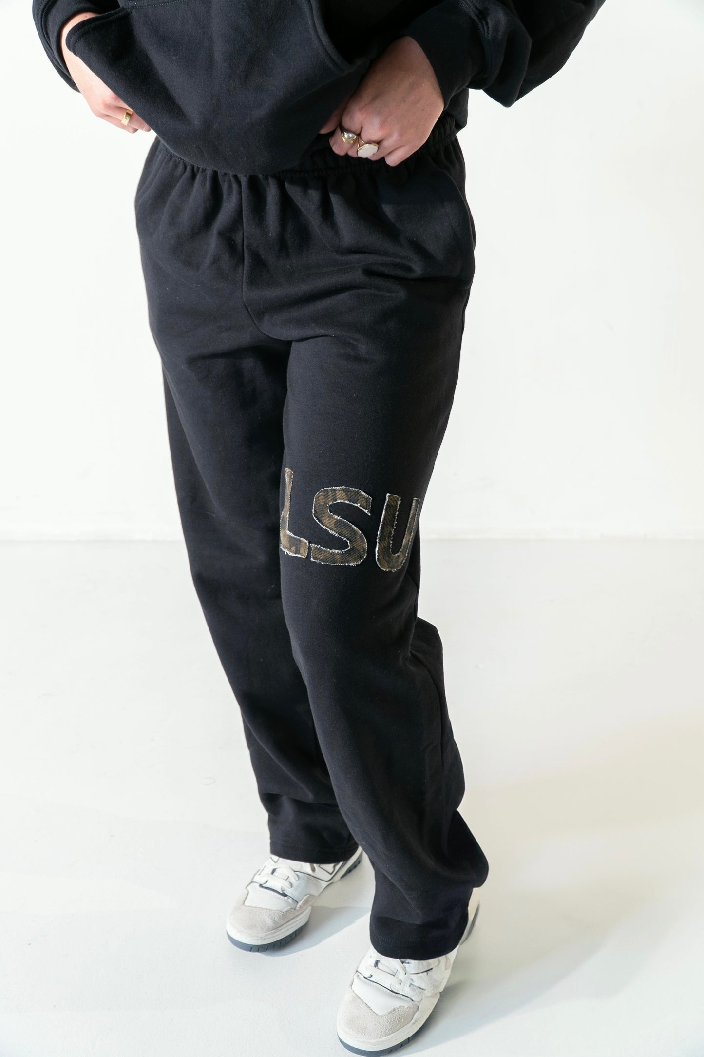 LSU Cheetah on Black Sweatpants