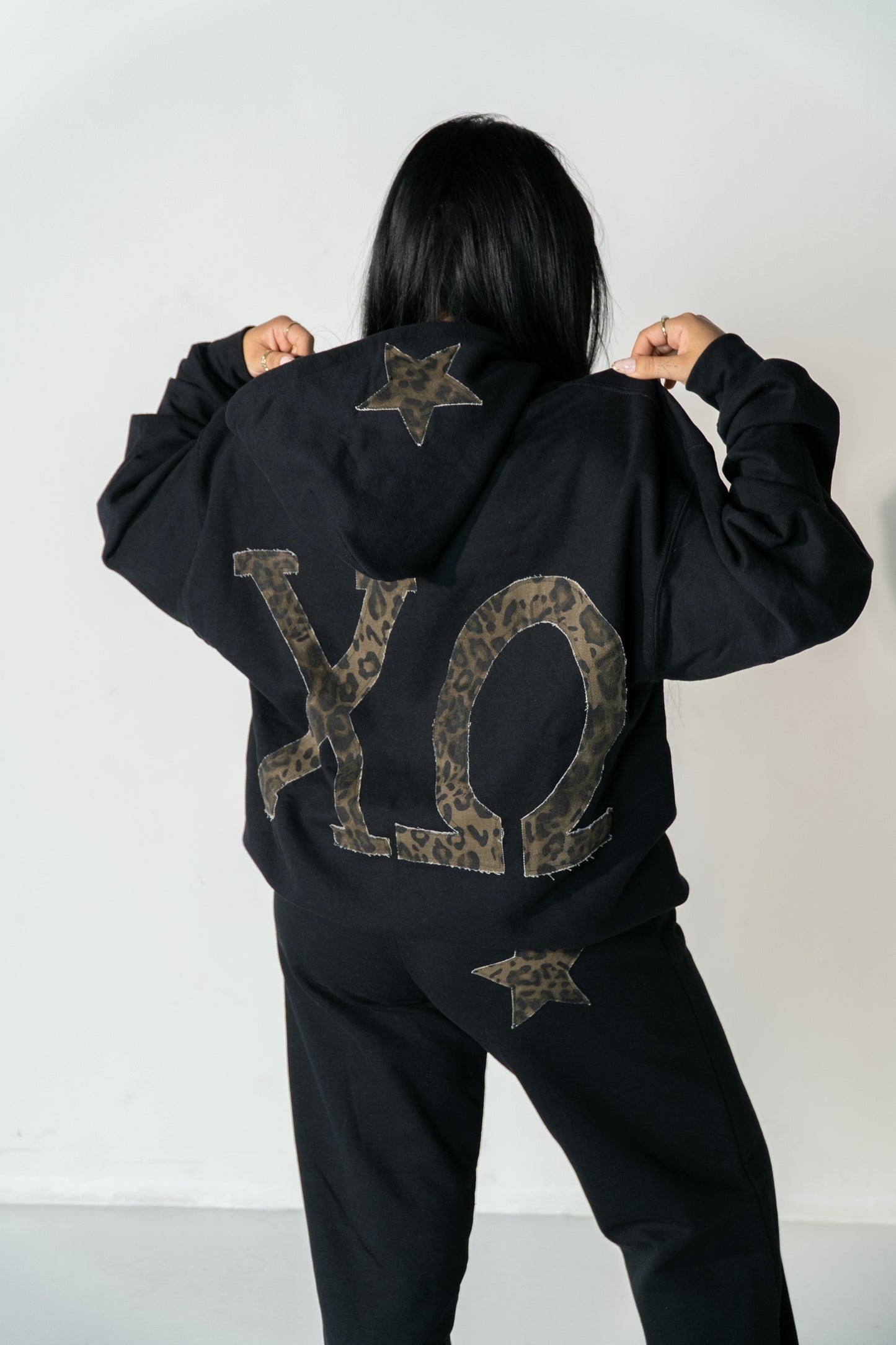 Chi O Black Cheetah Hoodie
