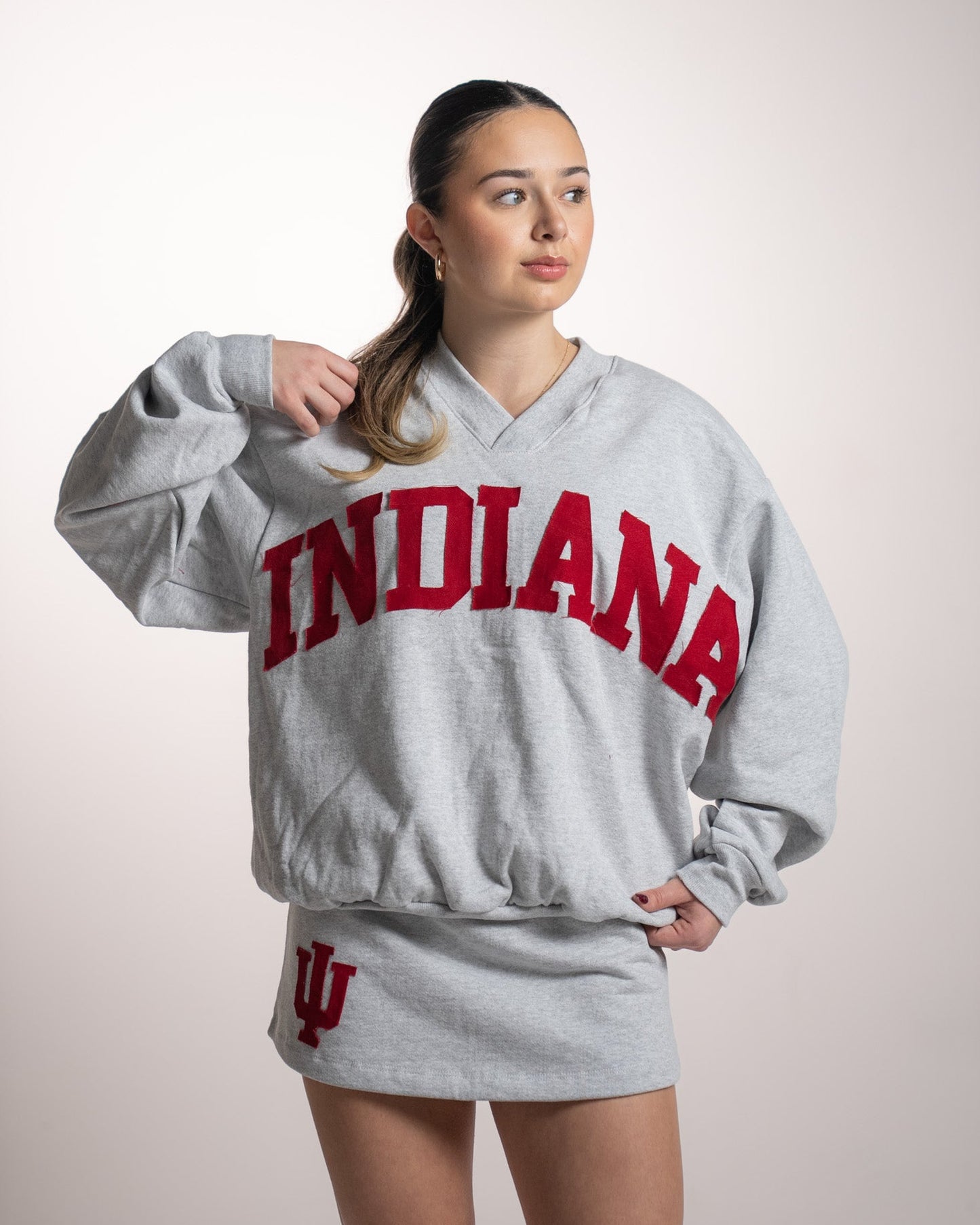 Indiana Red-Denim Crewneck