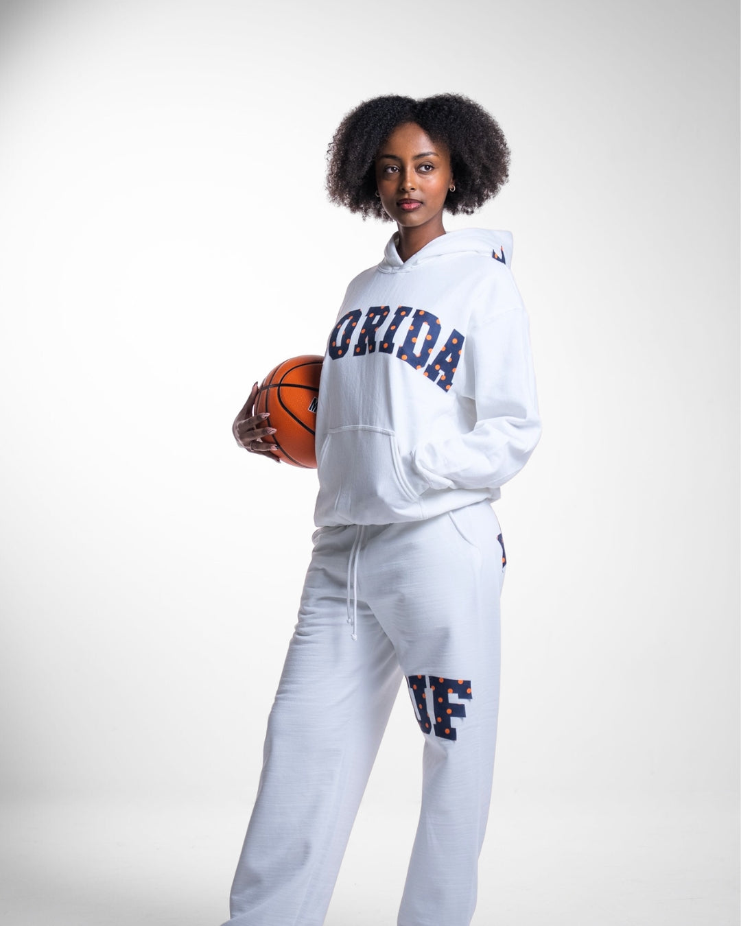 UF White Polka Hoodie