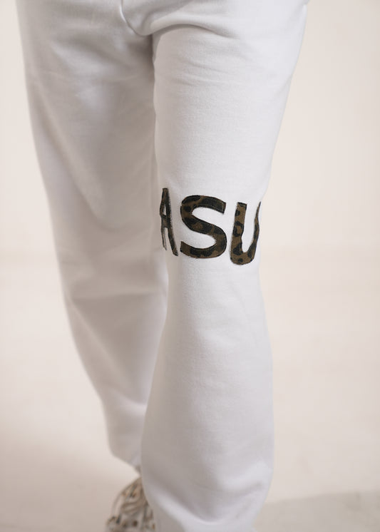 ASU White Cheetah Sweatpants (cuffed)