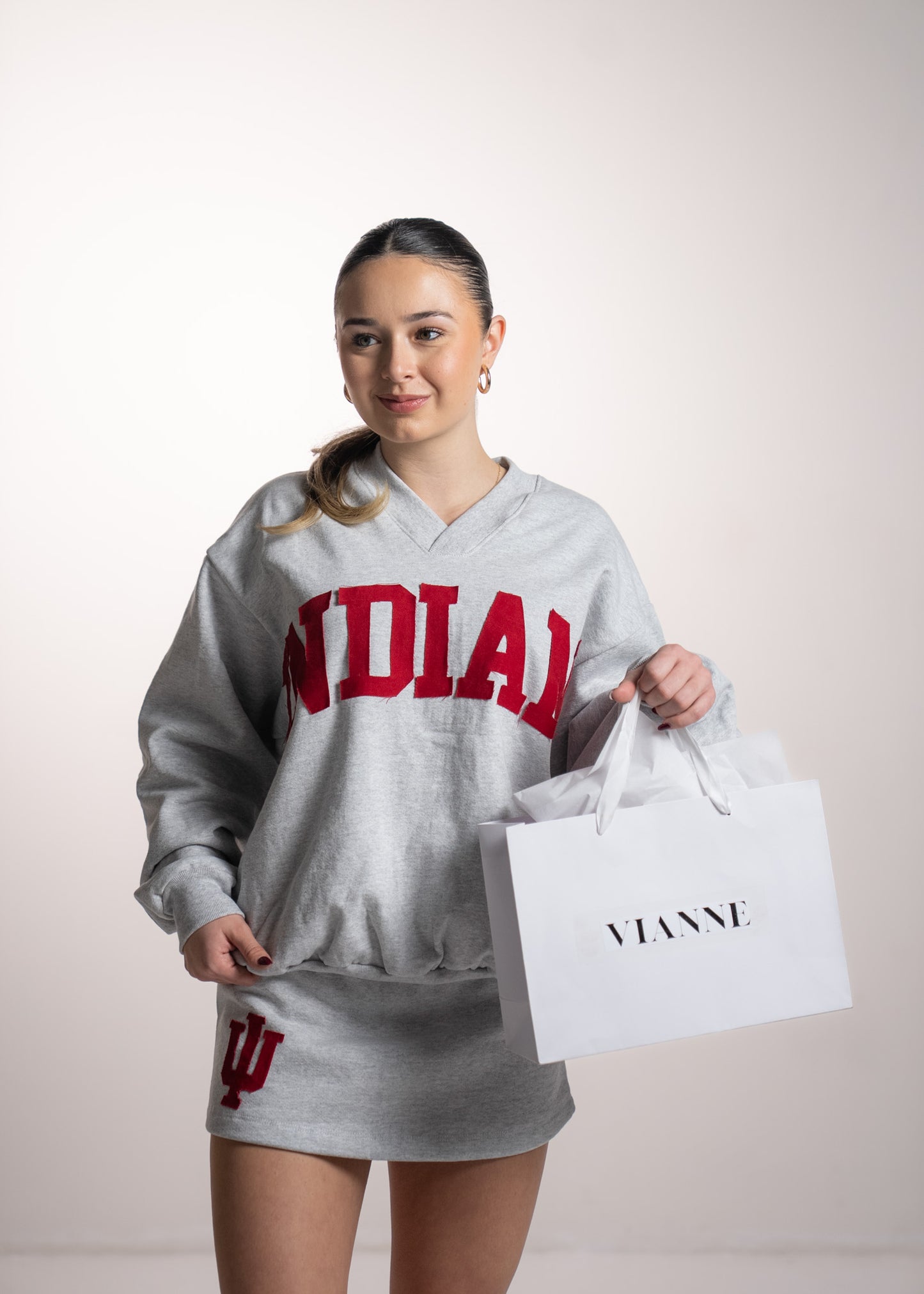 Indiana Red-Denim Crewneck