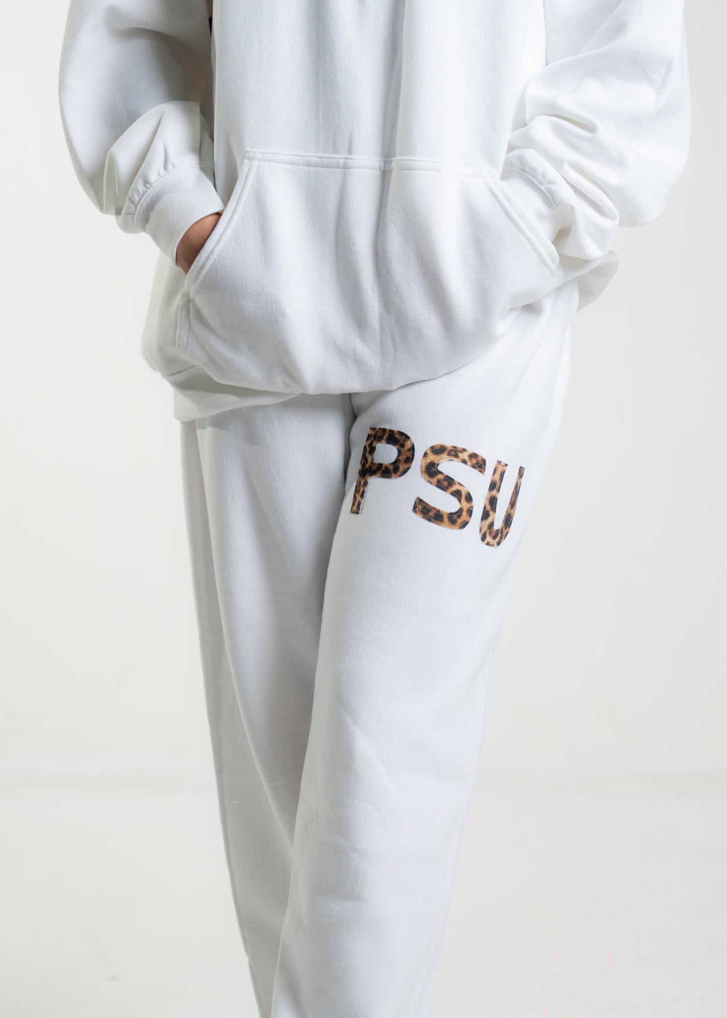 PSU Cheetah on White Sweatpants
