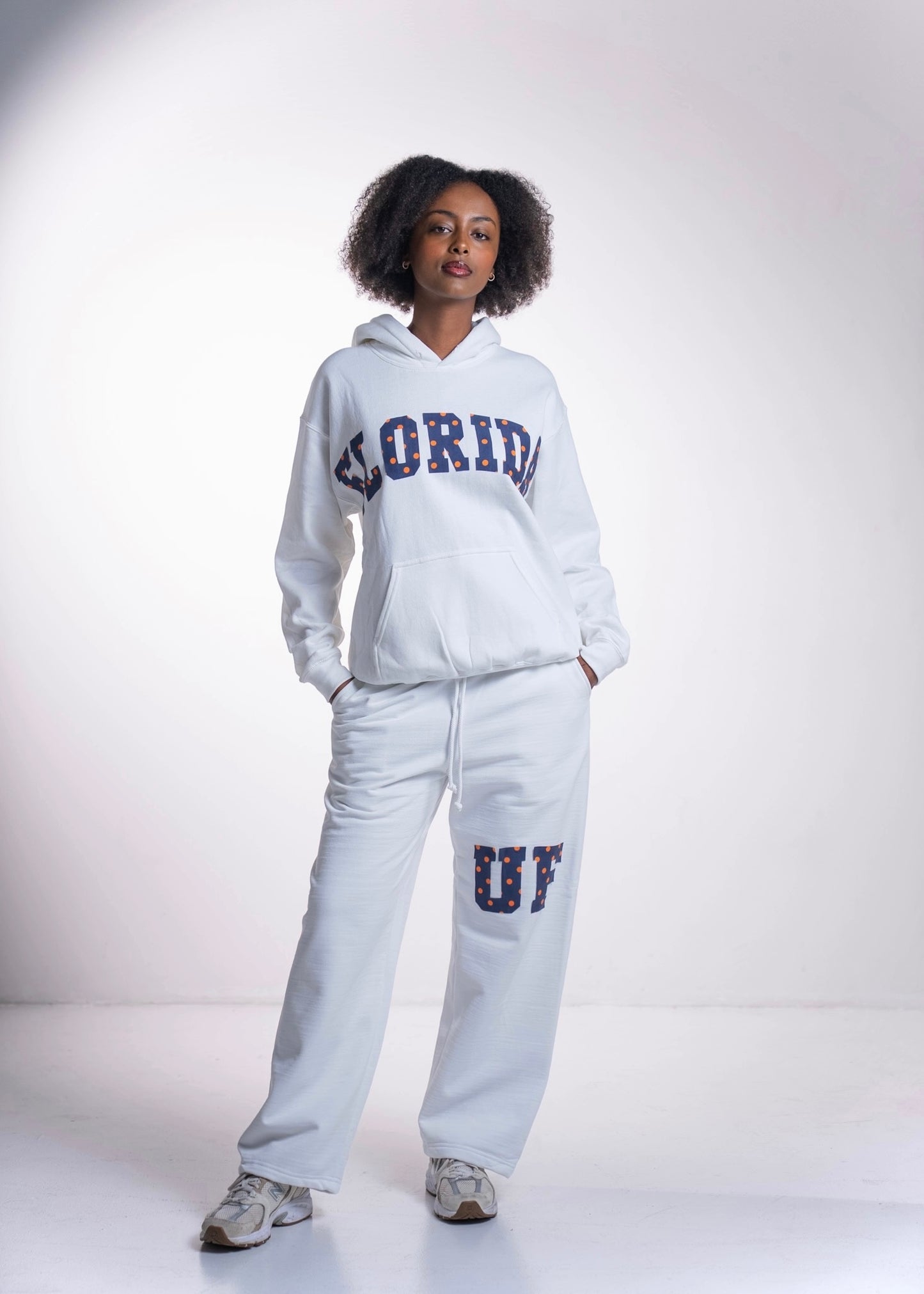 UF White Polka Hoodie