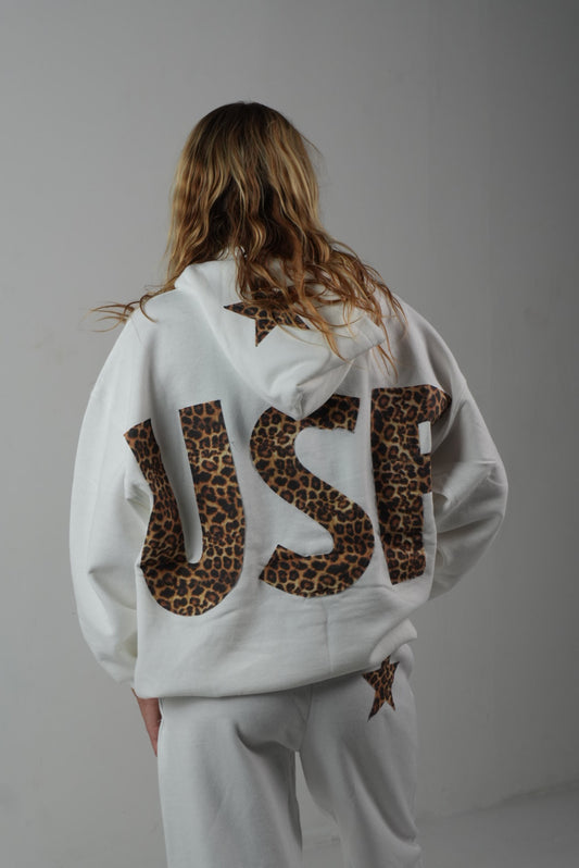 USF White Cheetah Hoodie