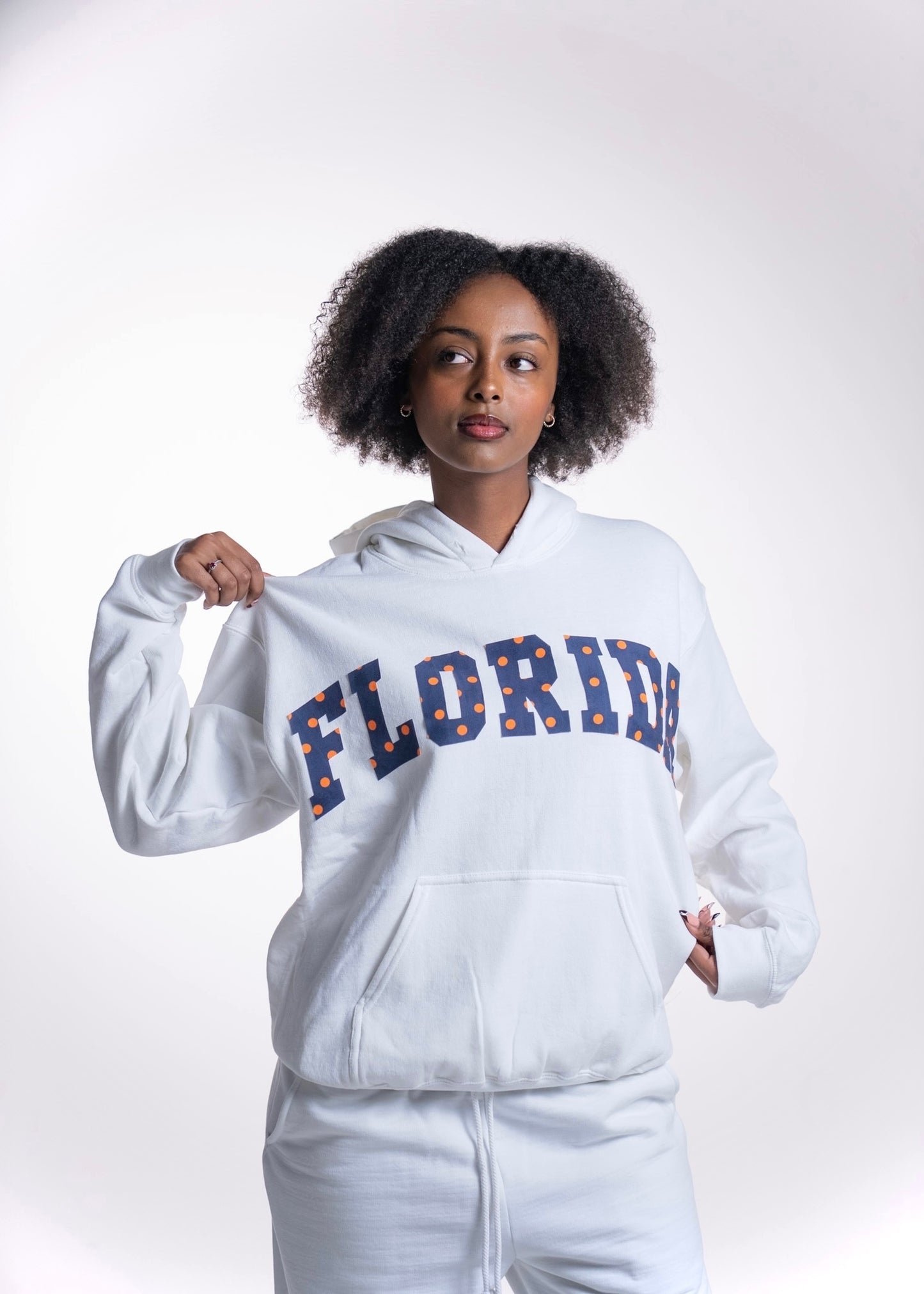 UF White Polka Hoodie