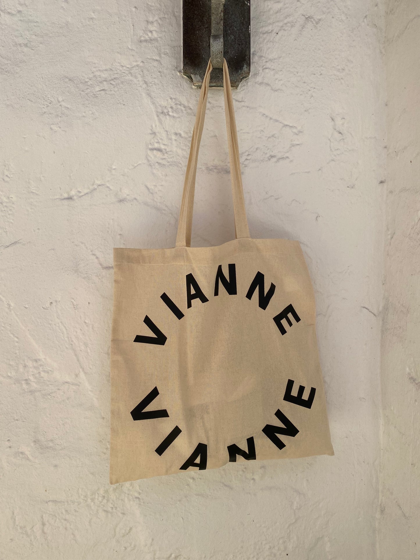 beige tote bag