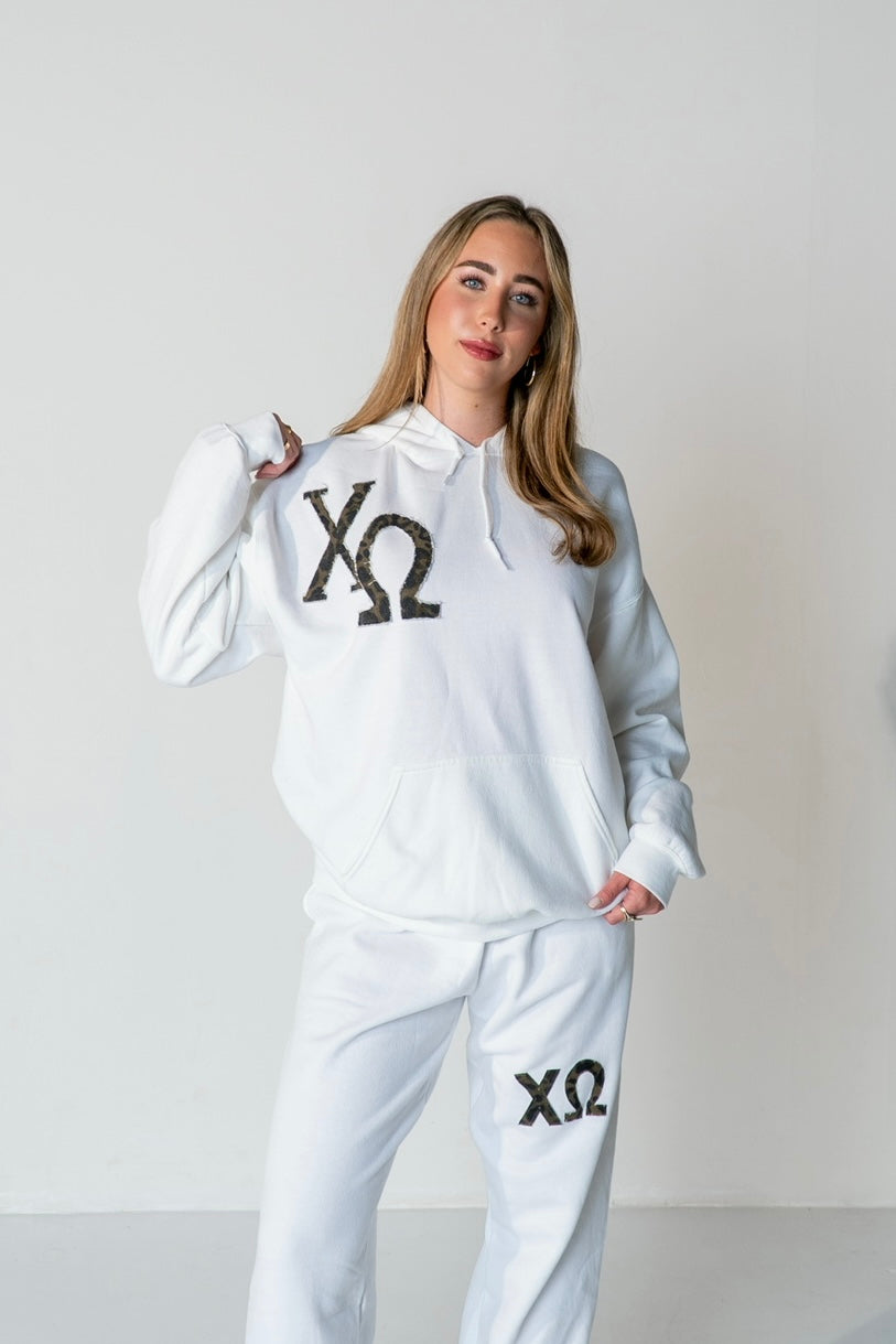 Chi O White Cheetah Hoodie