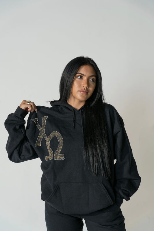 Chi O Black Cheetah Hoodie