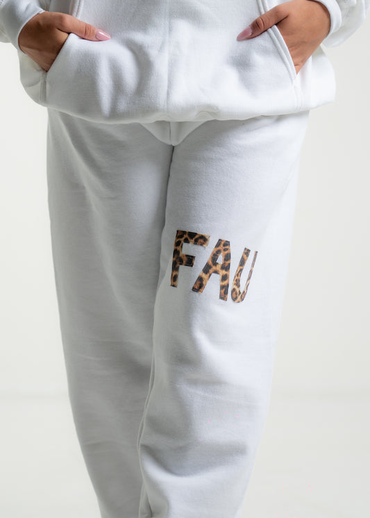 FAU White Cheetah Sweatpants (New)